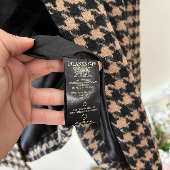 BlankNYC Book Club Houndstooth Blazer Women L Academia Preppy Businesswoman - Picture 9 of 11